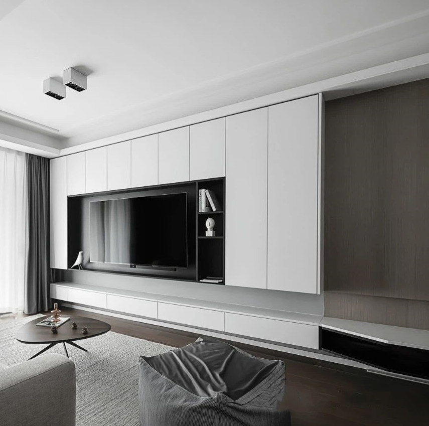 【全屋定制】宜興關(guān)先生定制電視柜 延伸至餐廳兼具餐桌座椅功能